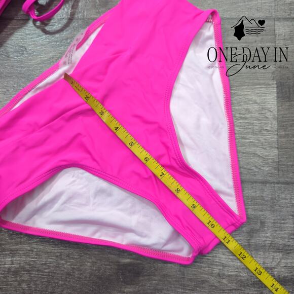 Aleumdr Twist Front Lace Up Back Bikini Swimsuit Size S - Picture 3 of 4